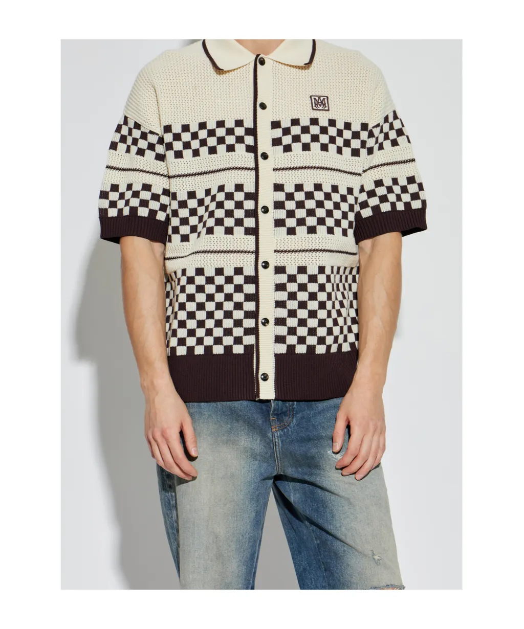 Chequered Short Sleeved Knitted Shirt