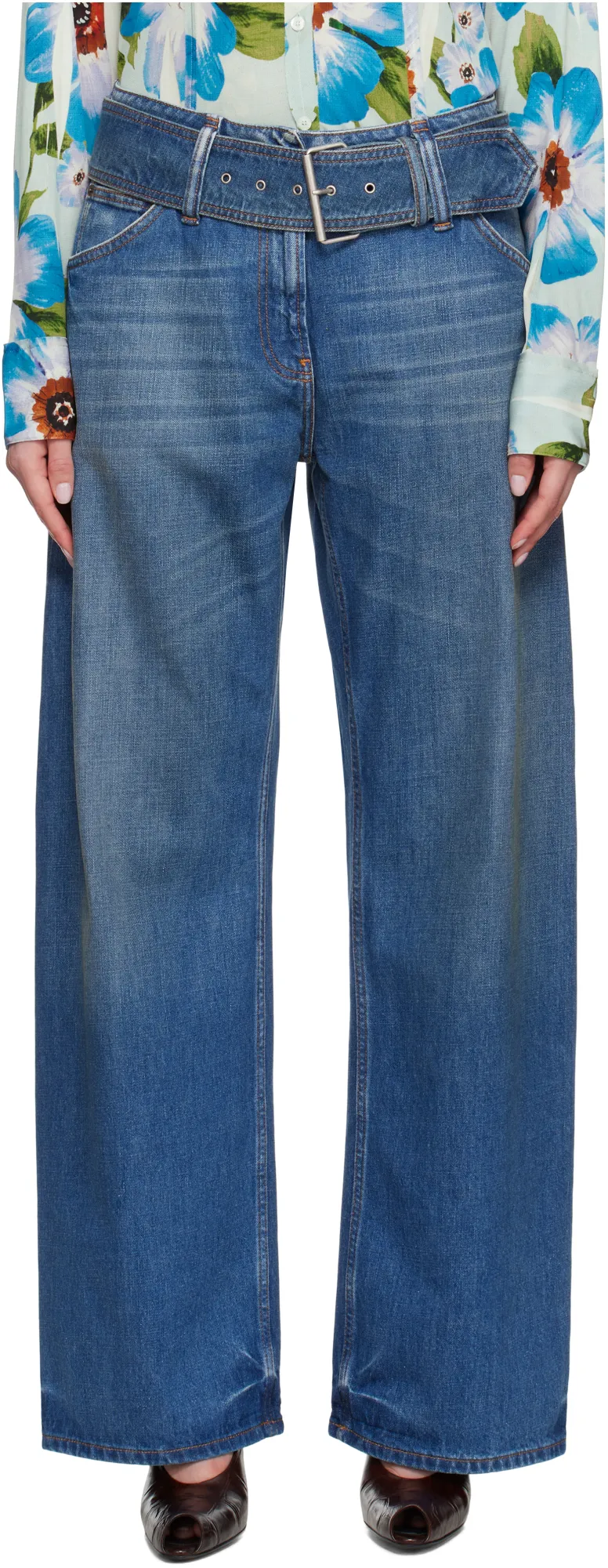 Belted Denim Jeans