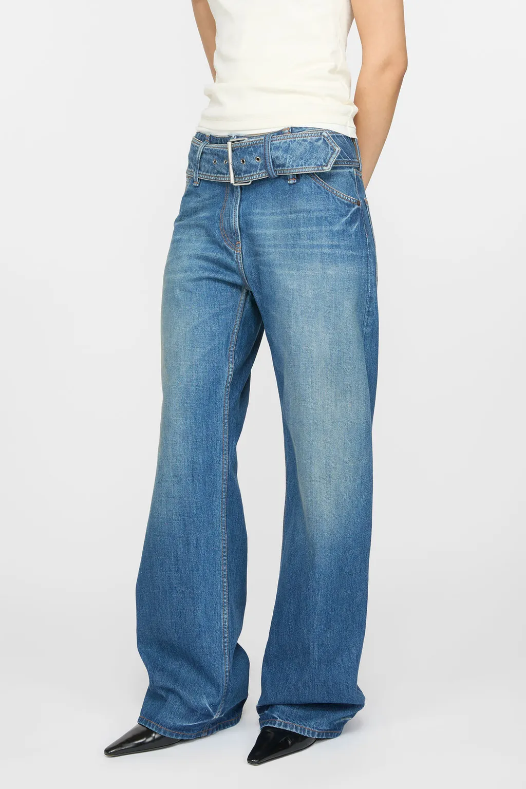 Belted Denim Jeans