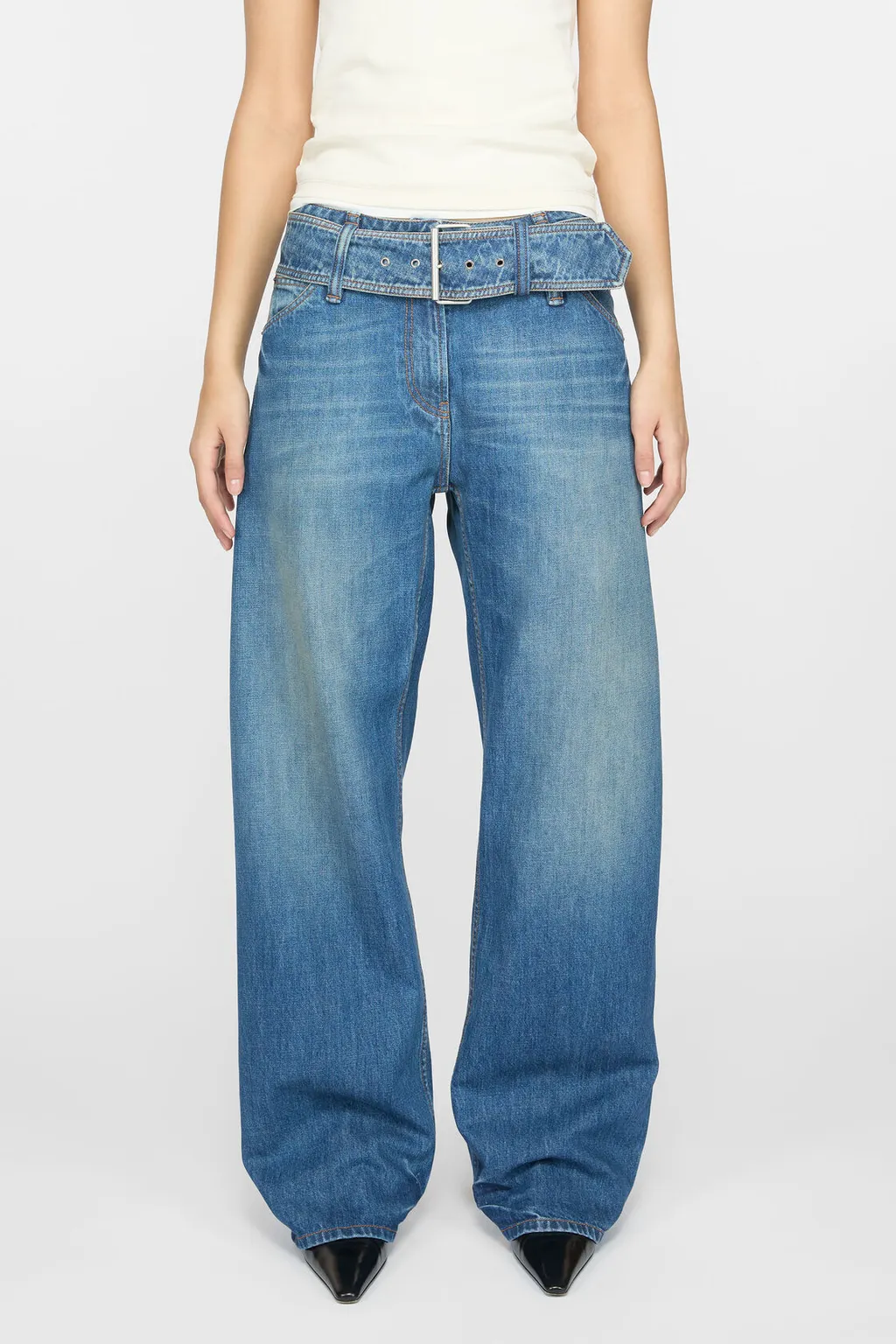 Belted Denim Jeans