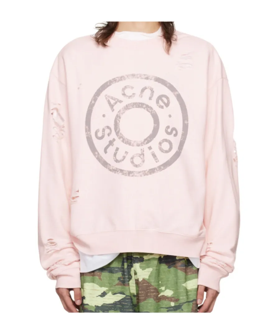 Distressed Logo Printed Sweatshirt