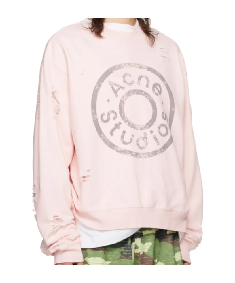 Distressed Logo Printed Sweatshirt