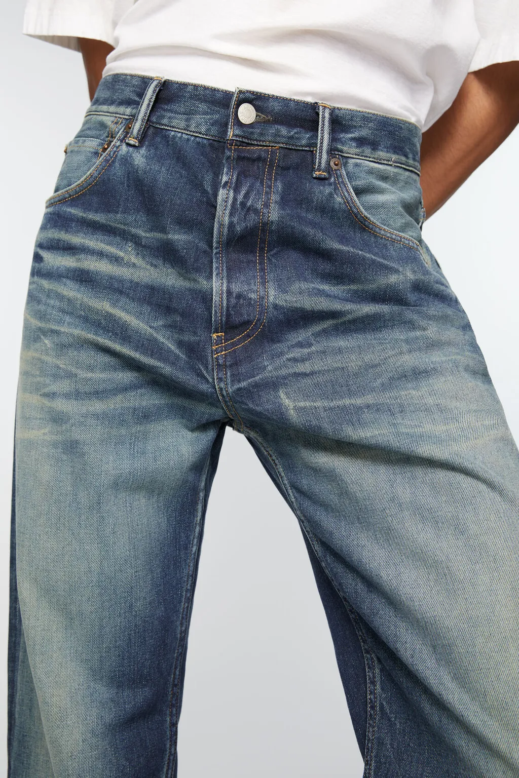 Logo Patch Straight Leg Jeans