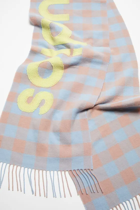 Checkered Logo Detailed Scarf