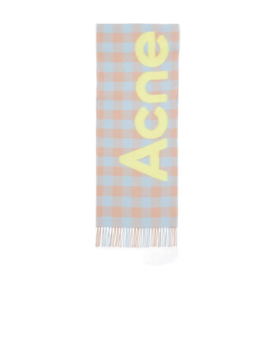 Checkered Logo Detailed Scarf