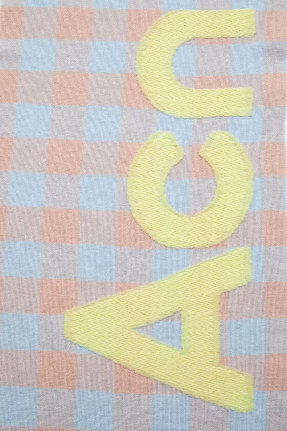 Checkered Logo Detailed Scarf