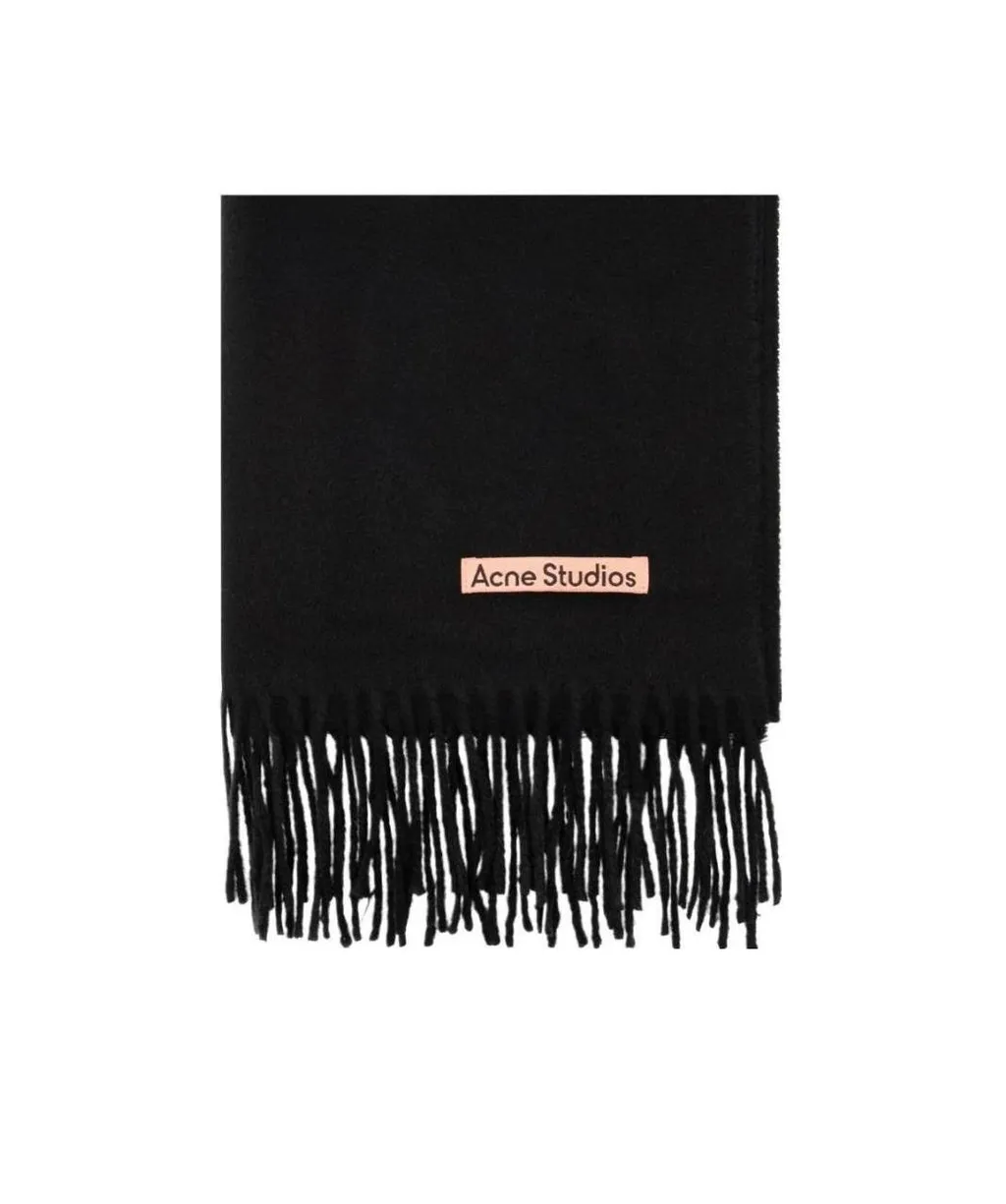 Logo Patch Fringed-Edge Scarf