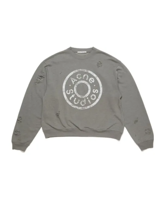 Logo Printed Distressed Sweatshirt