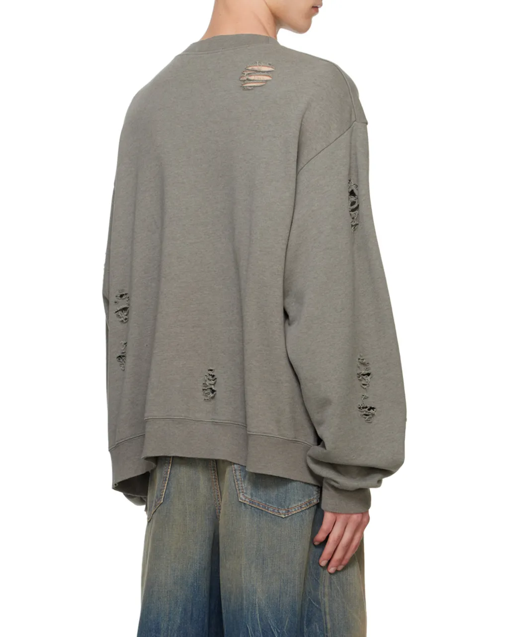 Logo Printed Distressed Sweatshirt