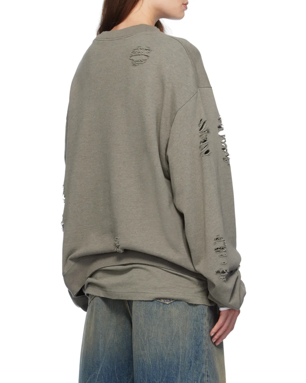 Logo Printed Distressed Sweatshirt