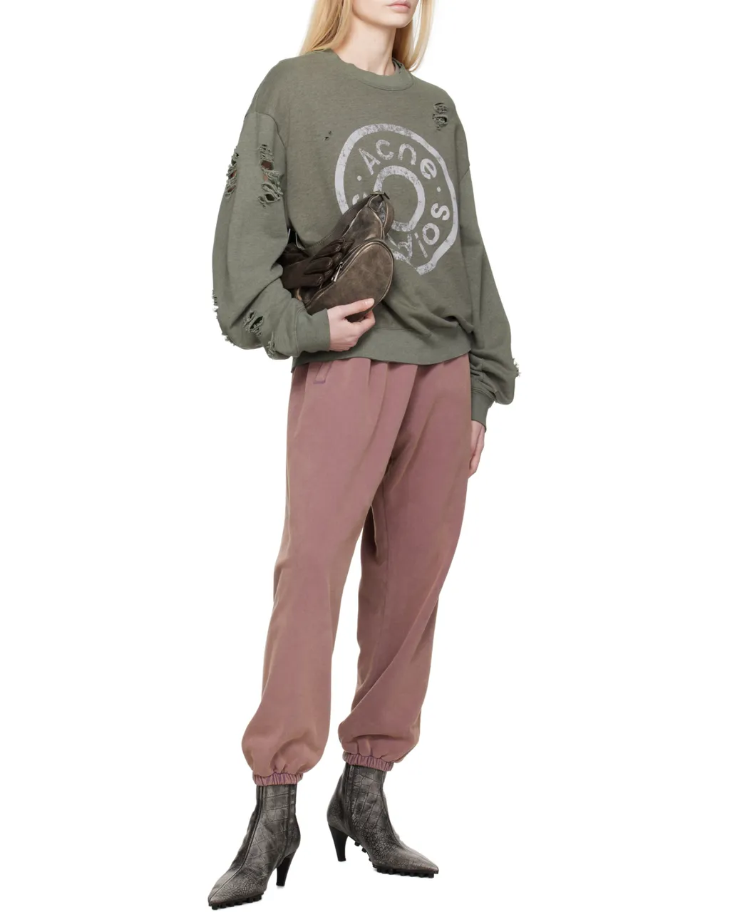 Logo Printed Distressed Sweatshirt