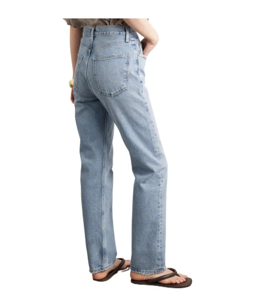 90's Pinch Waist Long High-Rise Straight-Leg Jeans