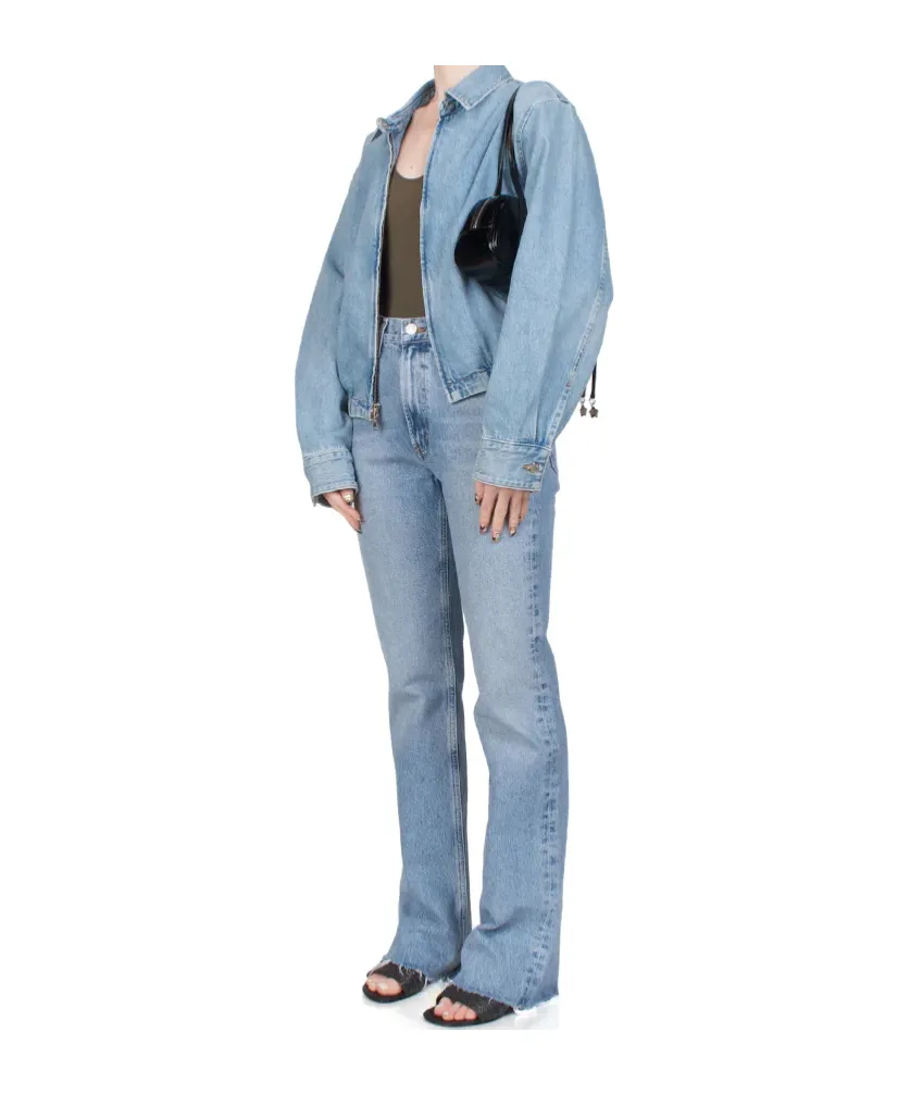 Nile Zip-Front Elastic-Waist Denim Jacket