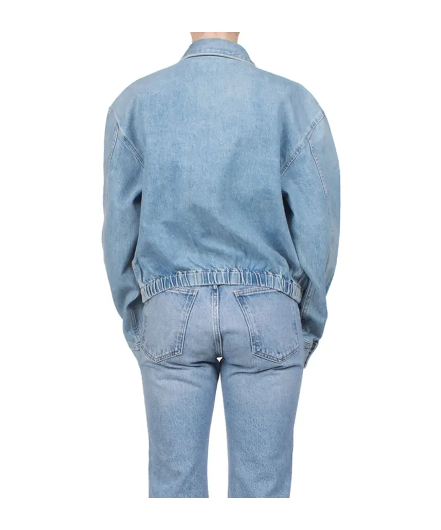 Nile Zip-Front Elastic-Waist Denim Jacket