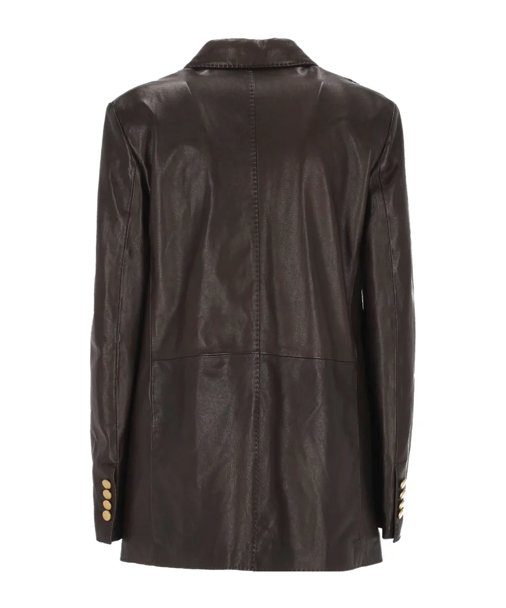 Double-Breasted Leather Jacket