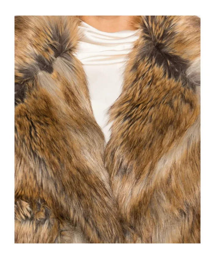 Button-Fastening Faux-Fur Coat