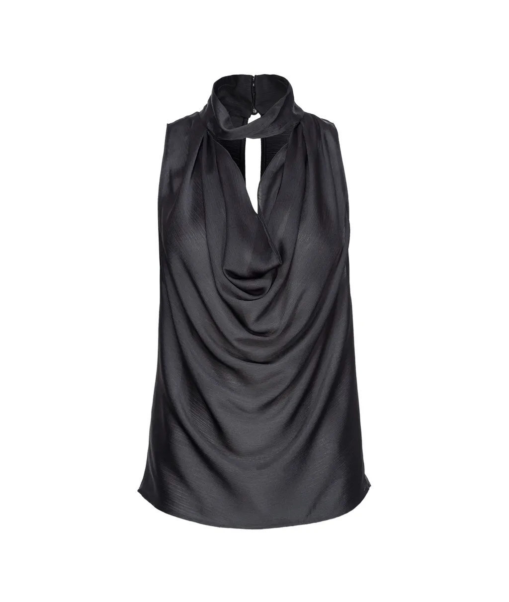 Crinkle Draped Satin Top