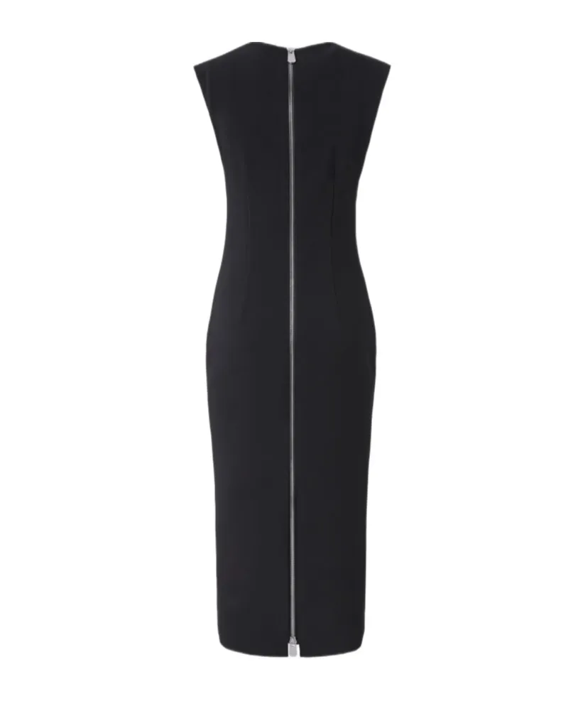 Zipped Crepe Midi Dress