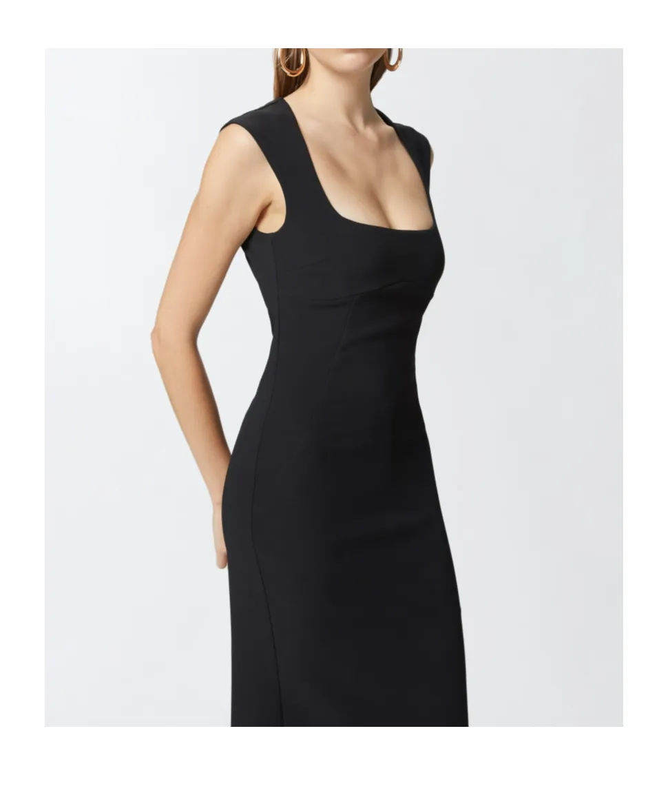 Zipped Crepe Midi Dress