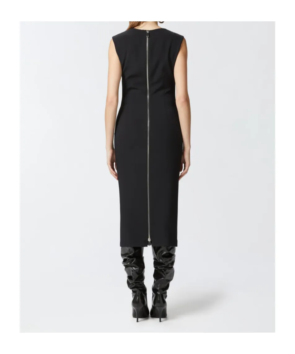 Zipped Crepe Midi Dress