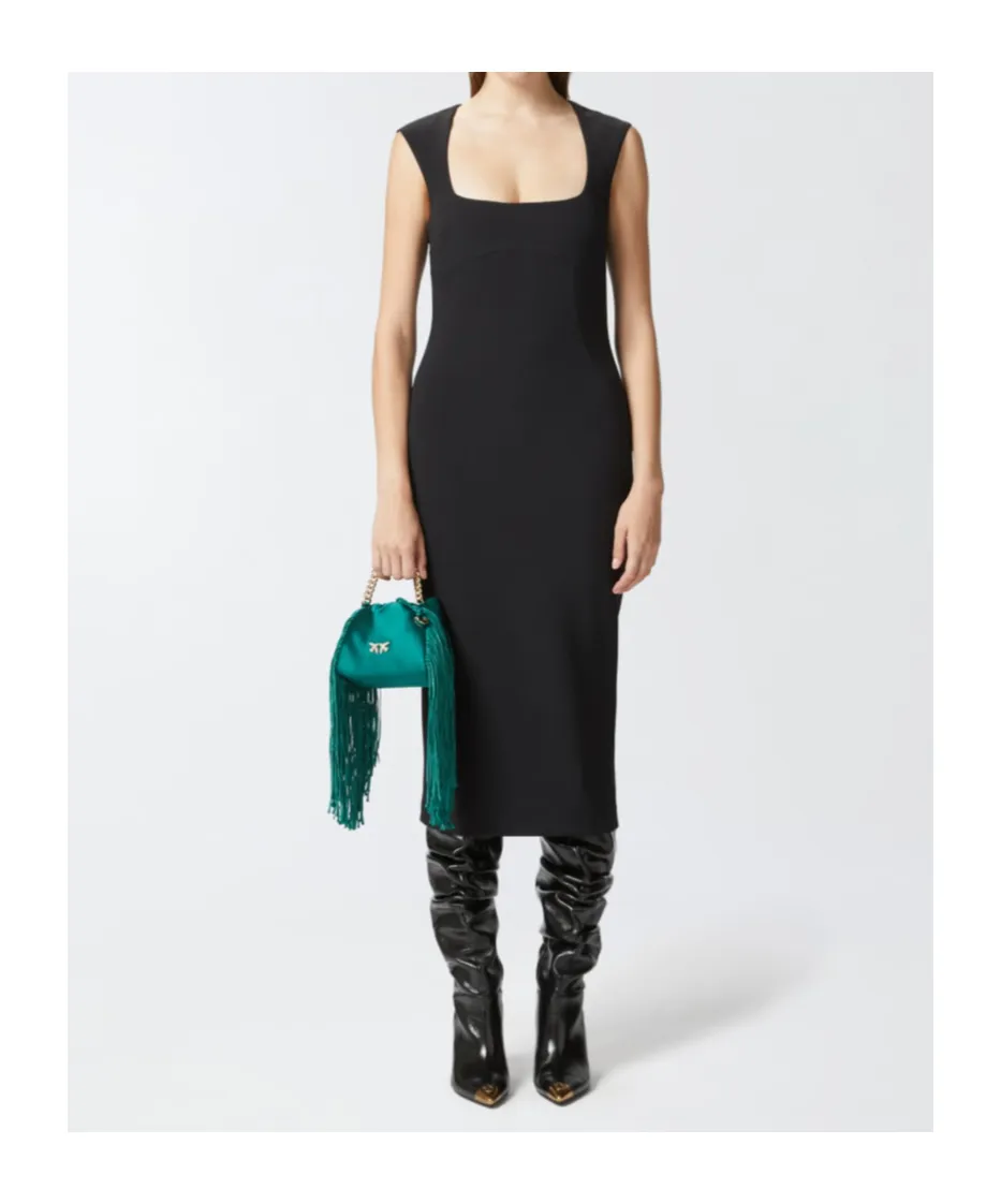 Zipped Crepe Midi Dress