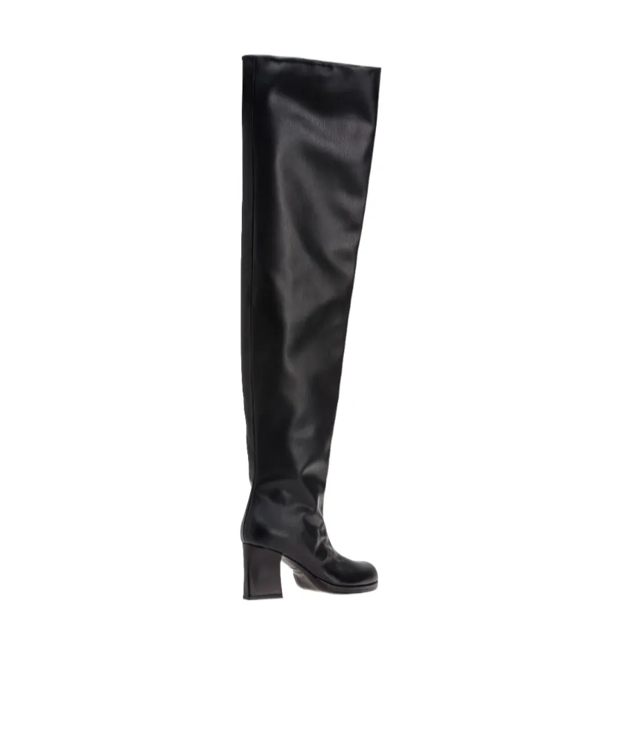 Faux-Leather Knee-High Boots