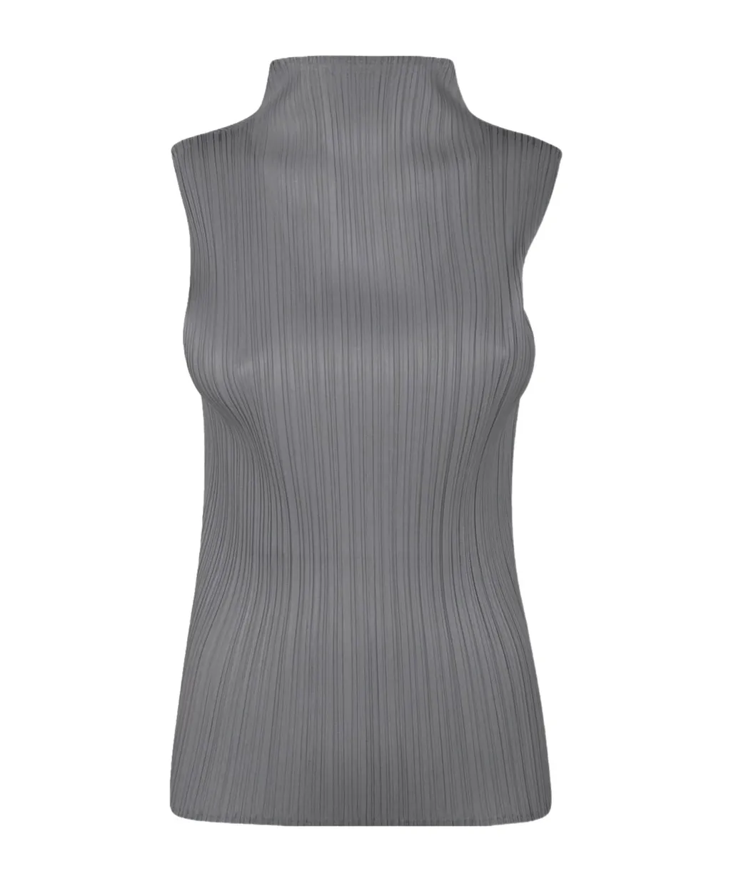 Pleated High-Neck Top