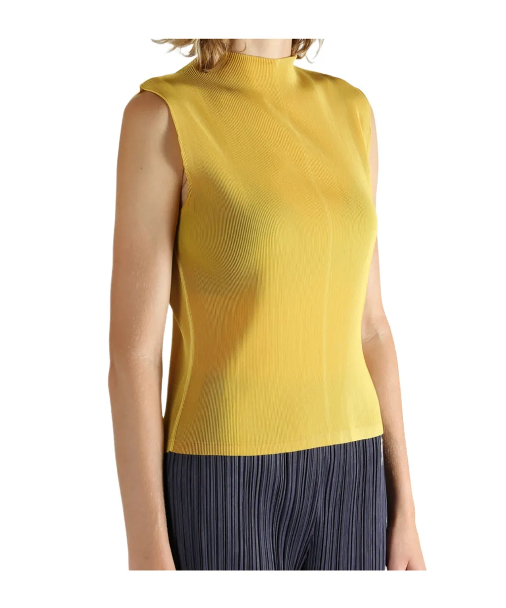 Pleated Mock-Neck Top