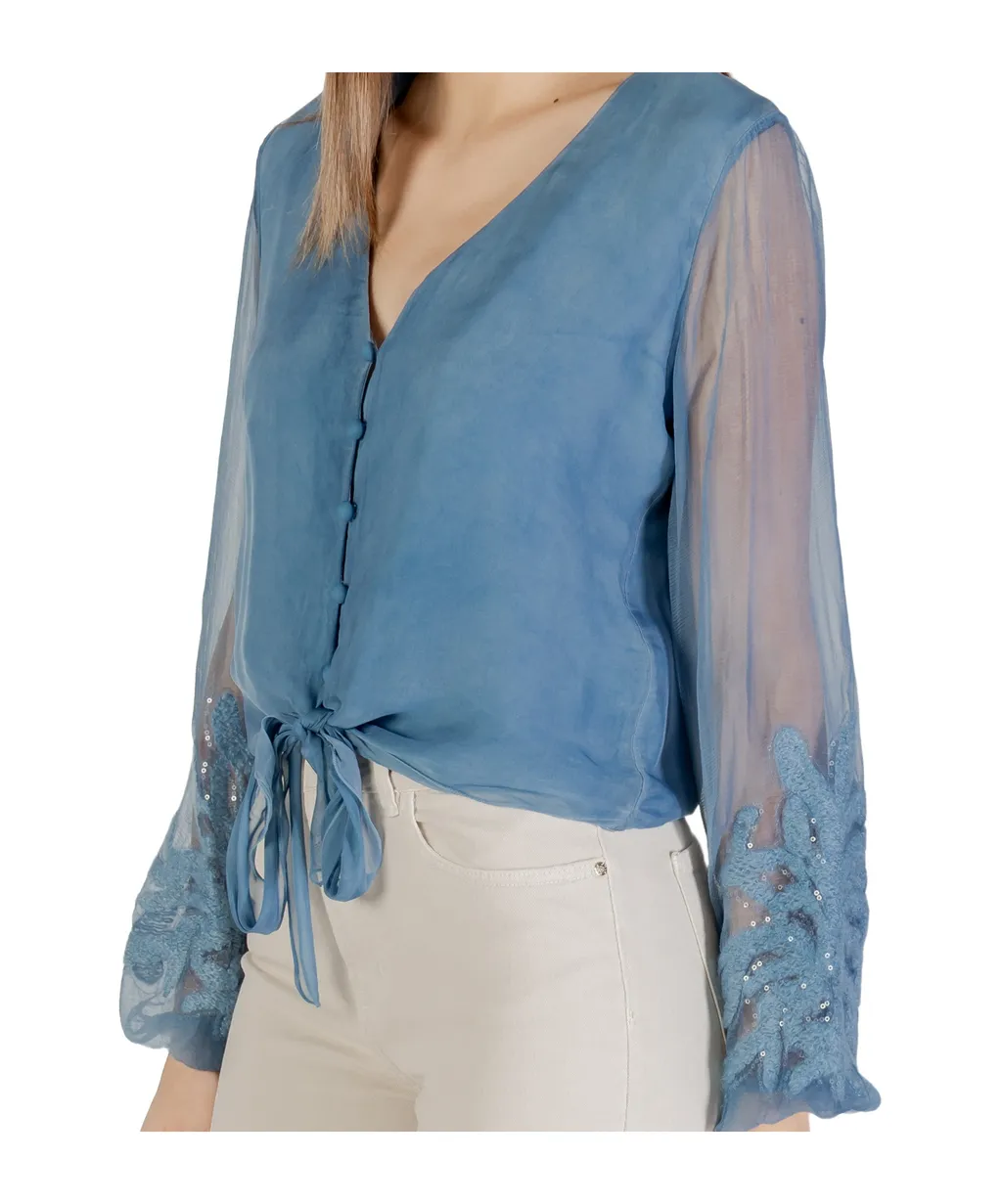 Embellished Balloon-Sleeve Top