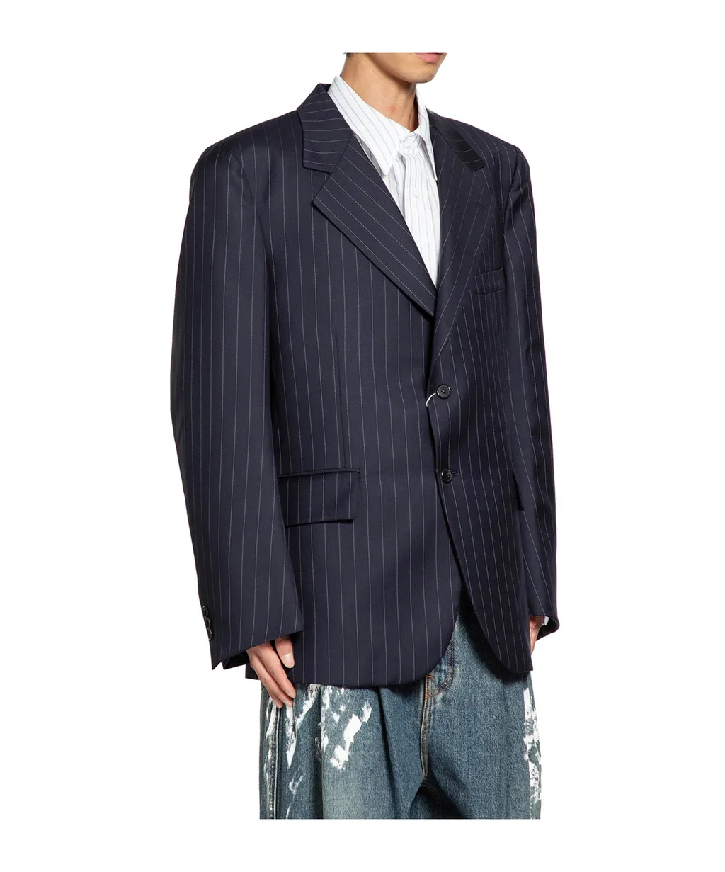 Pinstripe Wool Suit Jacket