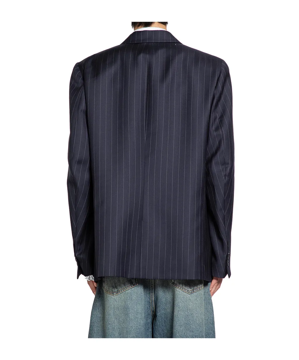 Pinstripe Wool Suit Jacket