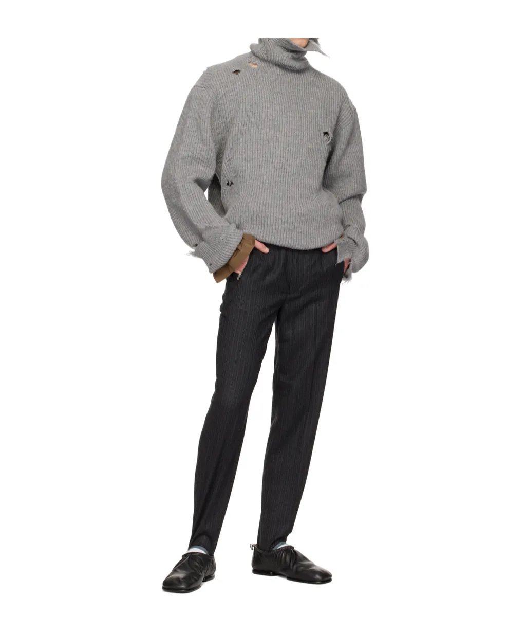 Wool Striped Stirrup Pants