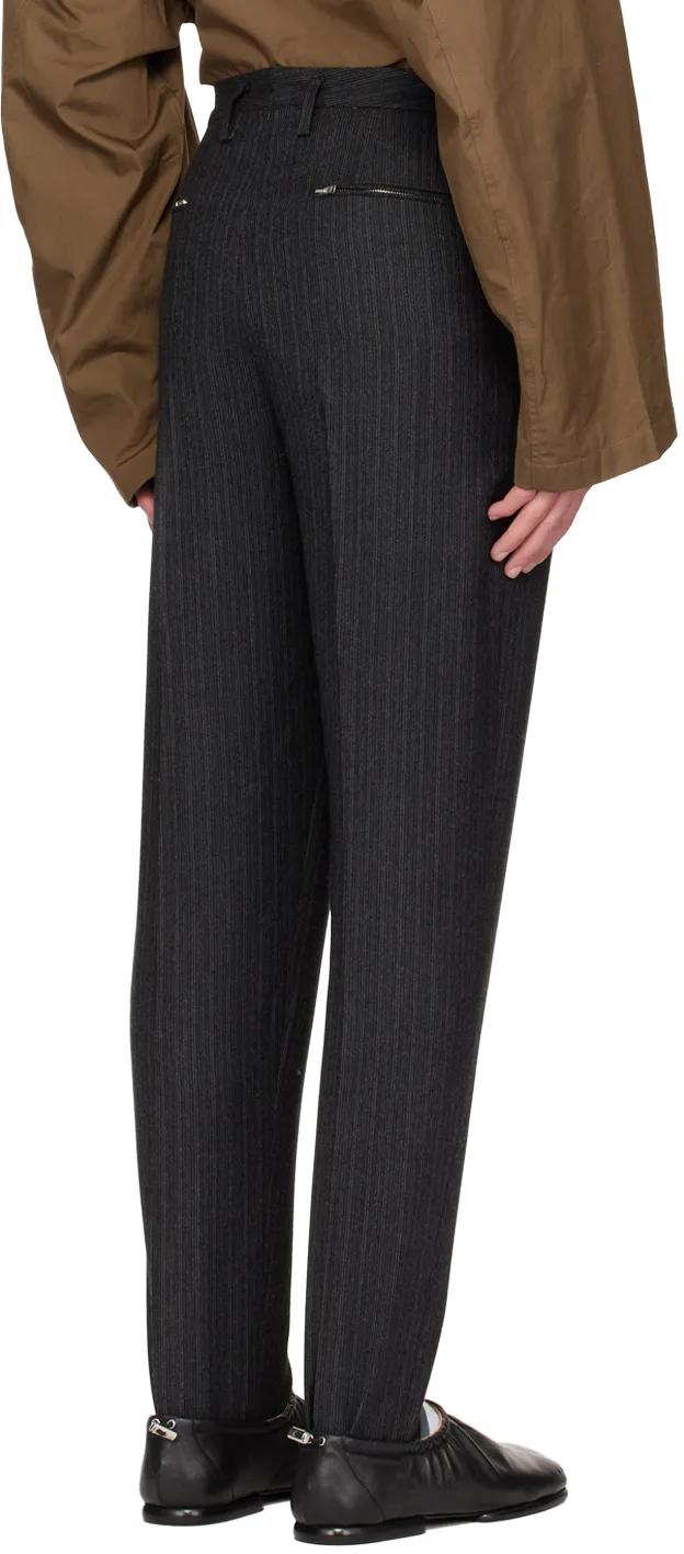 Wool Striped Stirrup Pants
