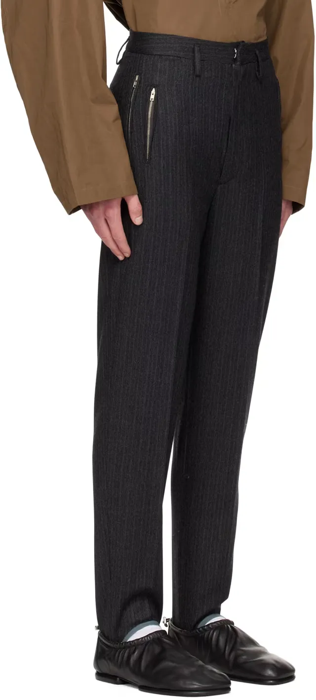 Wool Striped Stirrup Pants