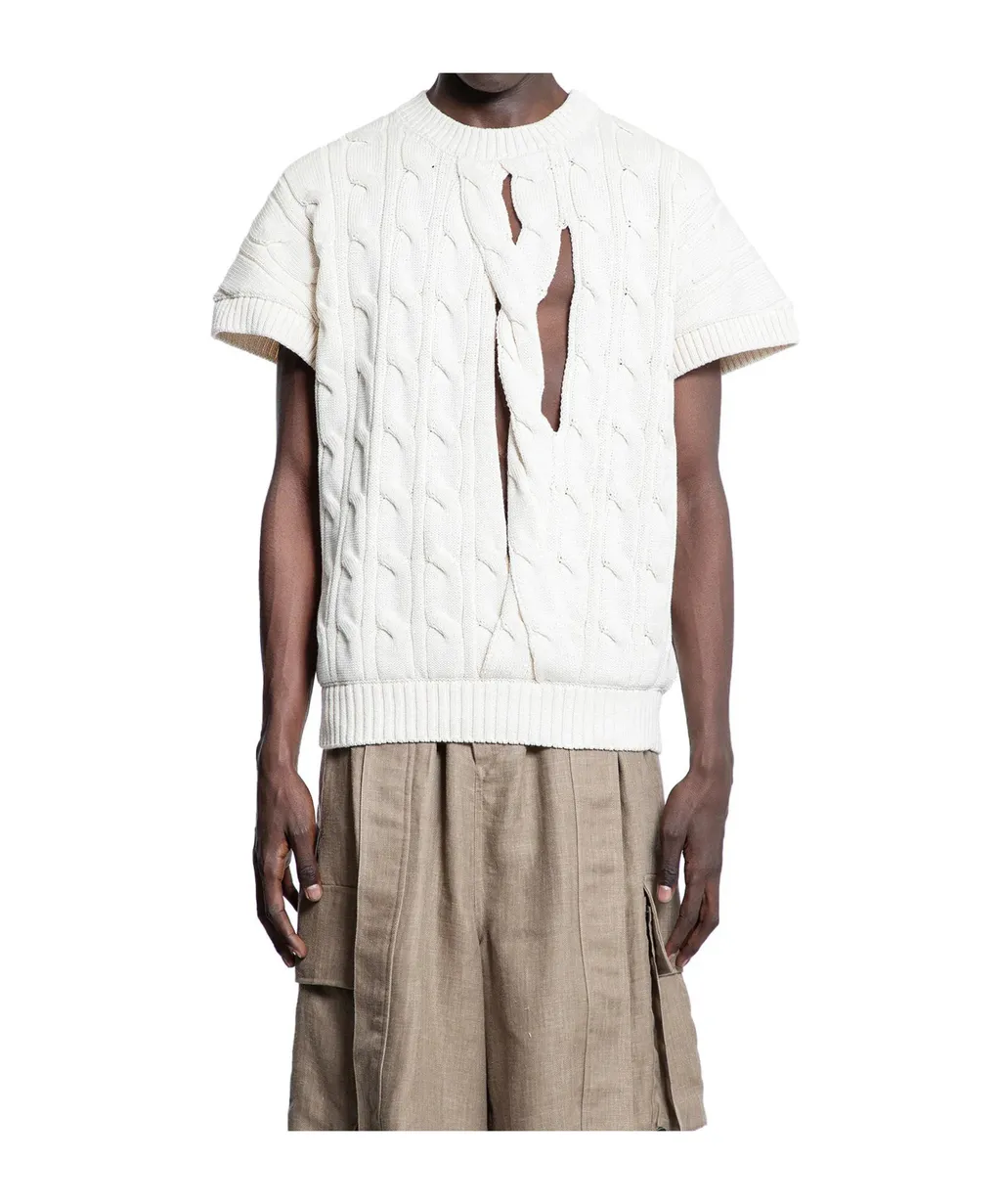 Cut-Out Cable-Knit Top