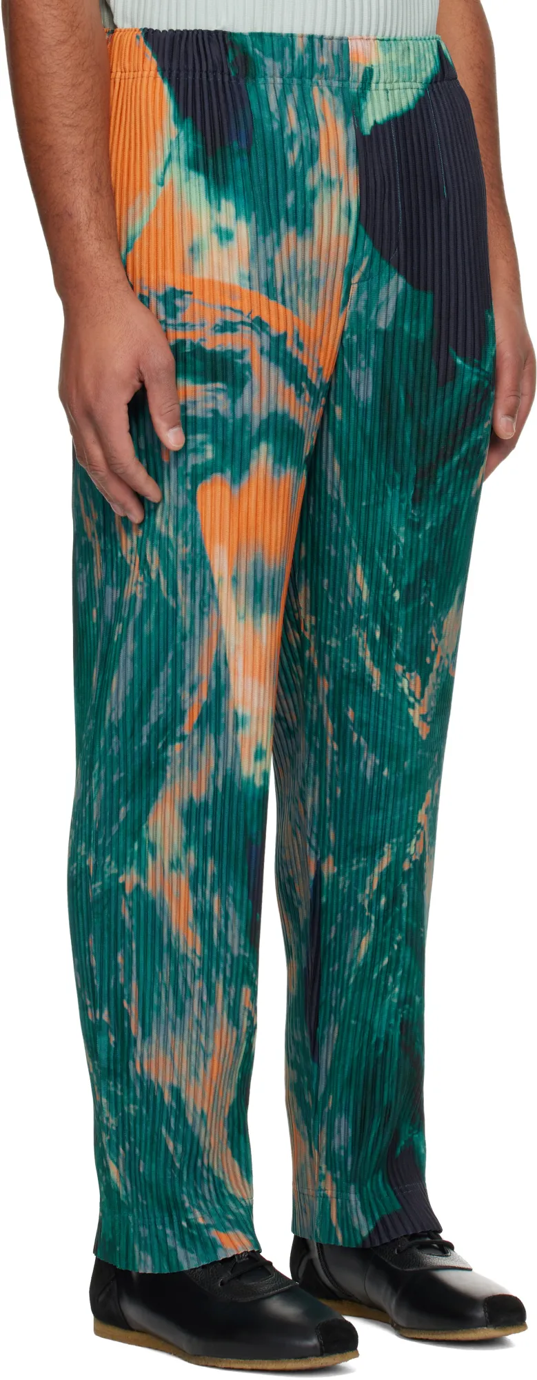 Pleated Polyester Knit Trousers