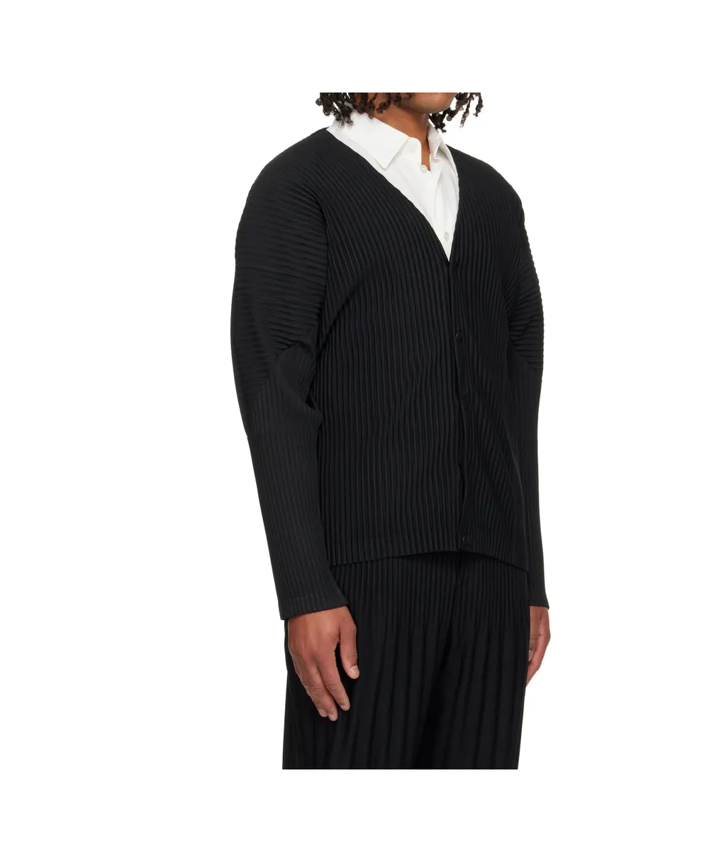 Pleated Knit Cardigan