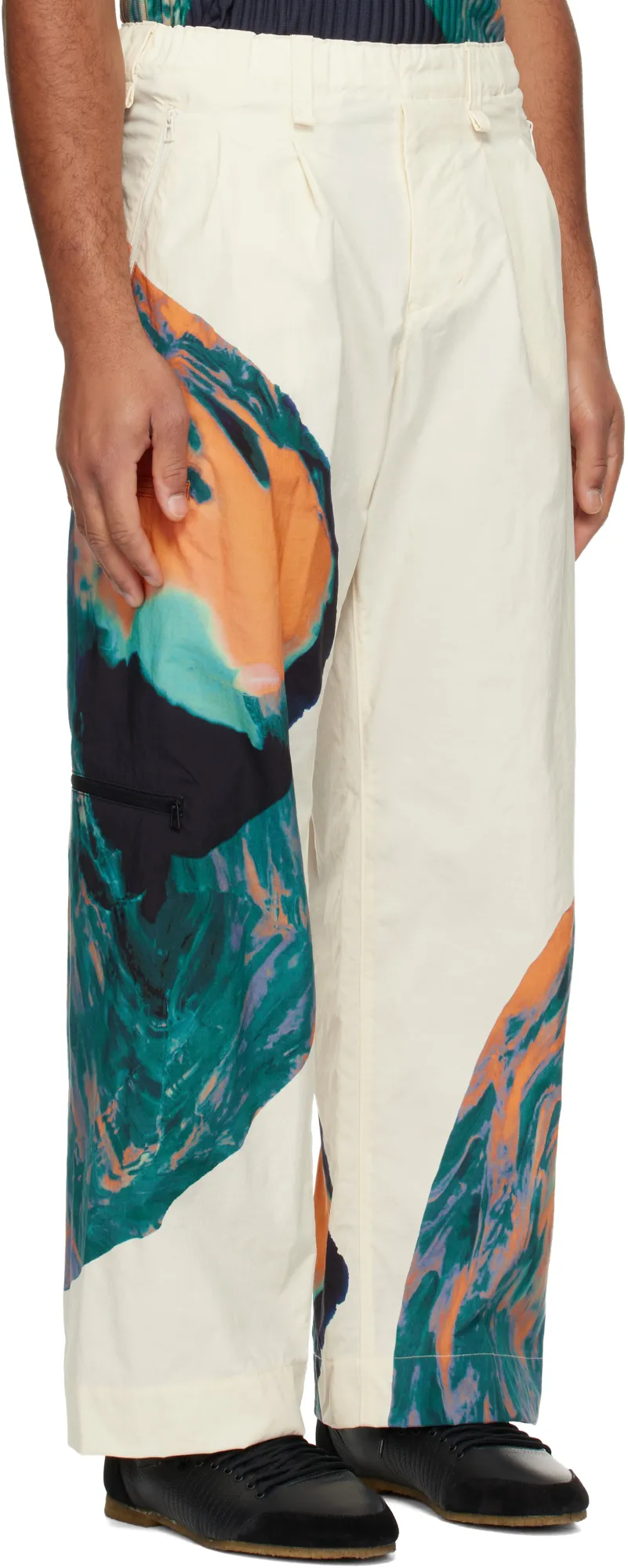 Pleated Nylon Taffeta Trousers