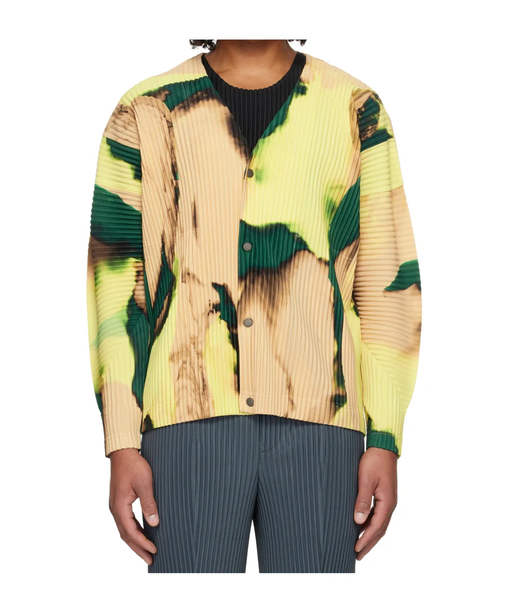 Pleated Polyester Knitted Cardigan