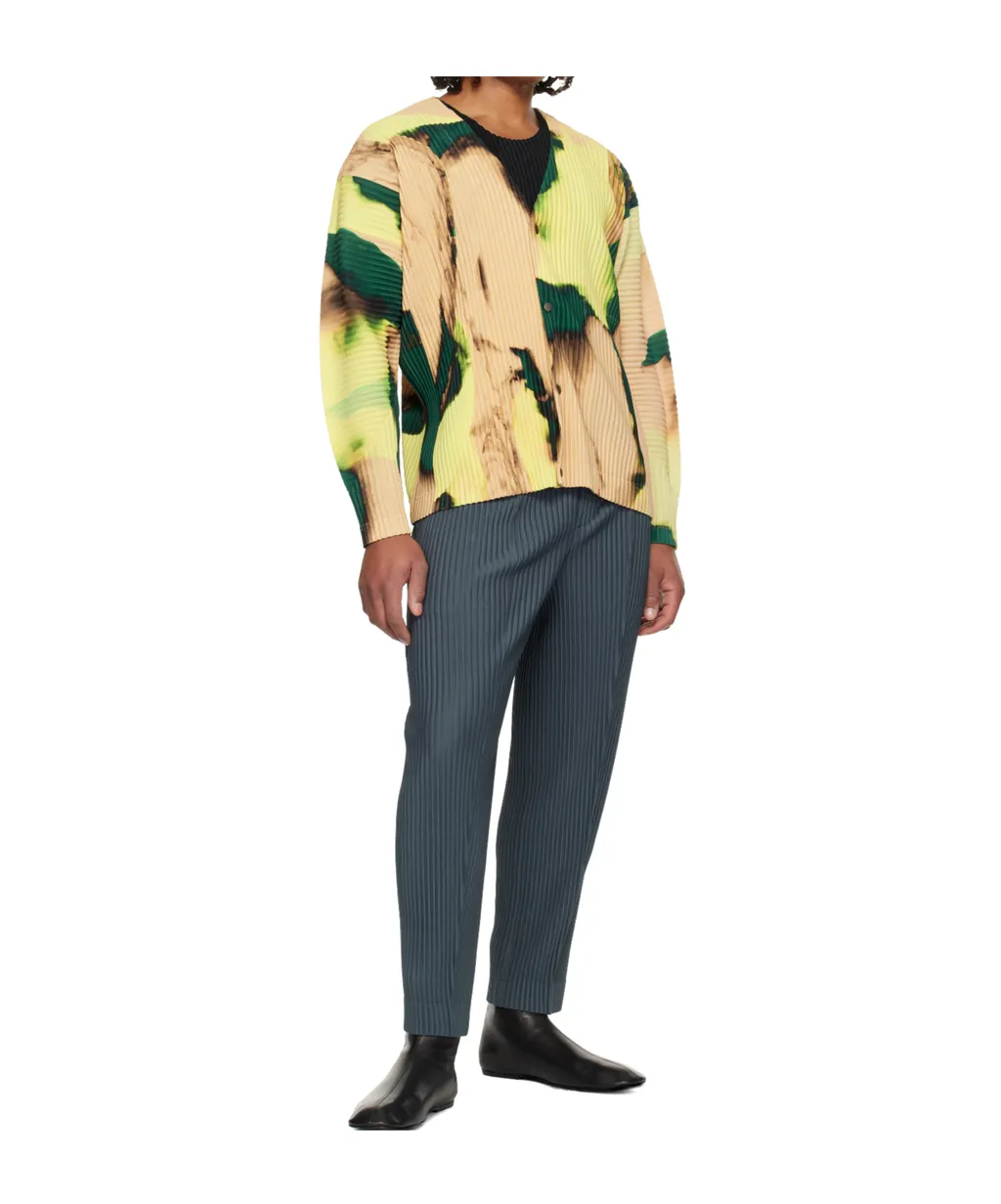 Pleated Polyester Knitted Cardigan