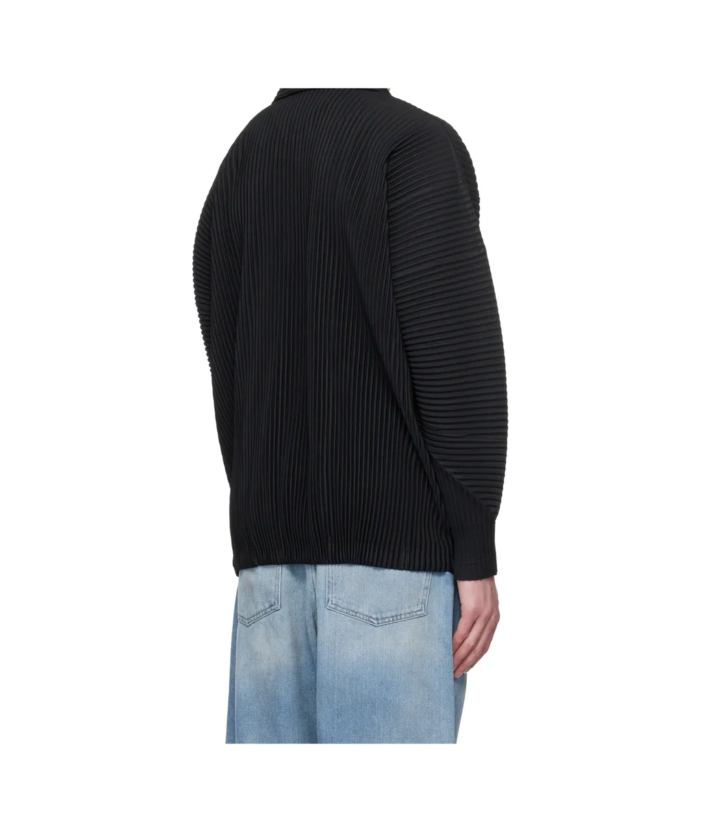 Pleated Button-Up Shirt