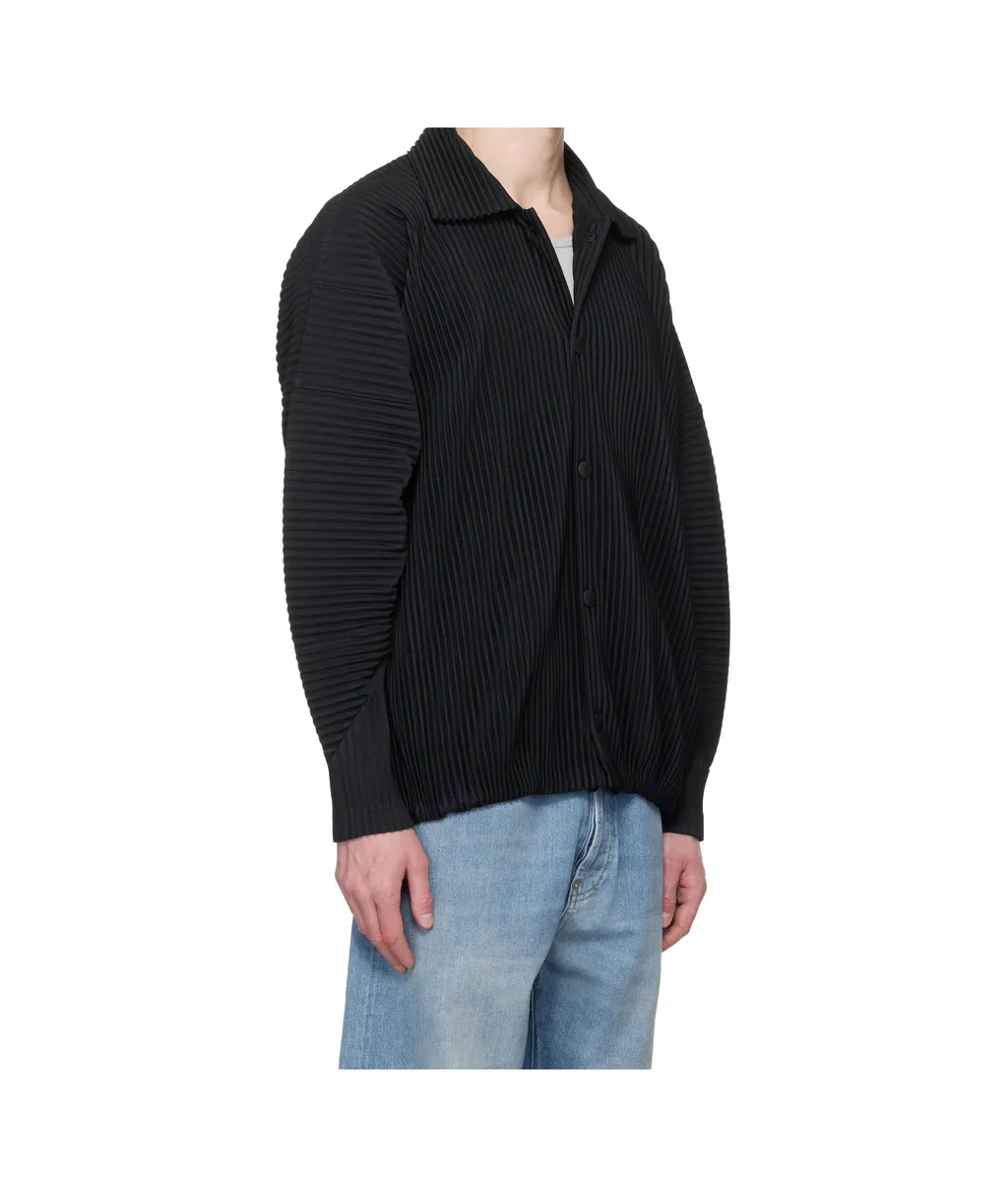 Pleated Button-Up Shirt