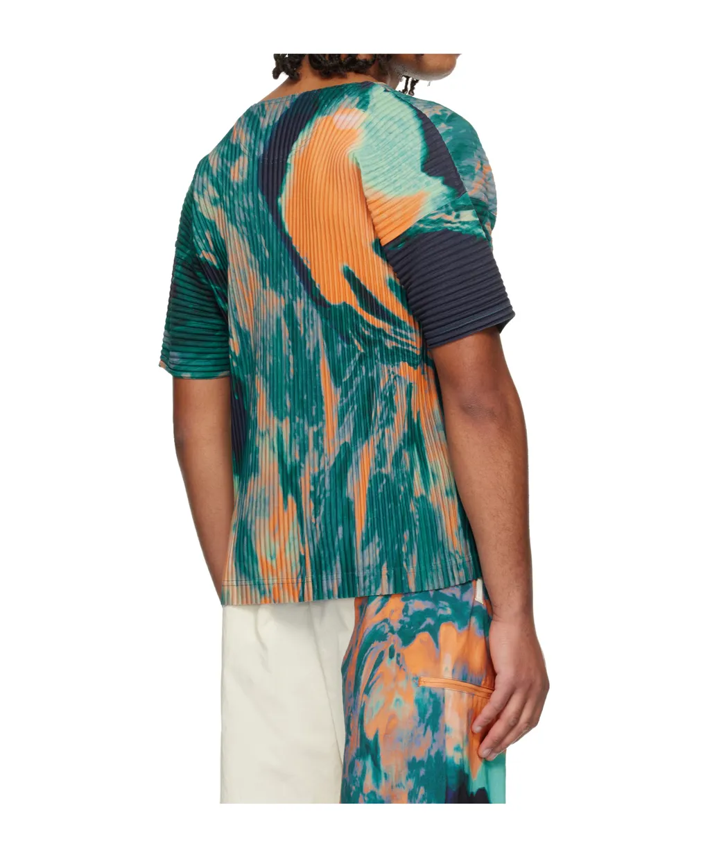 Agate-Print Pleated T-Shirt