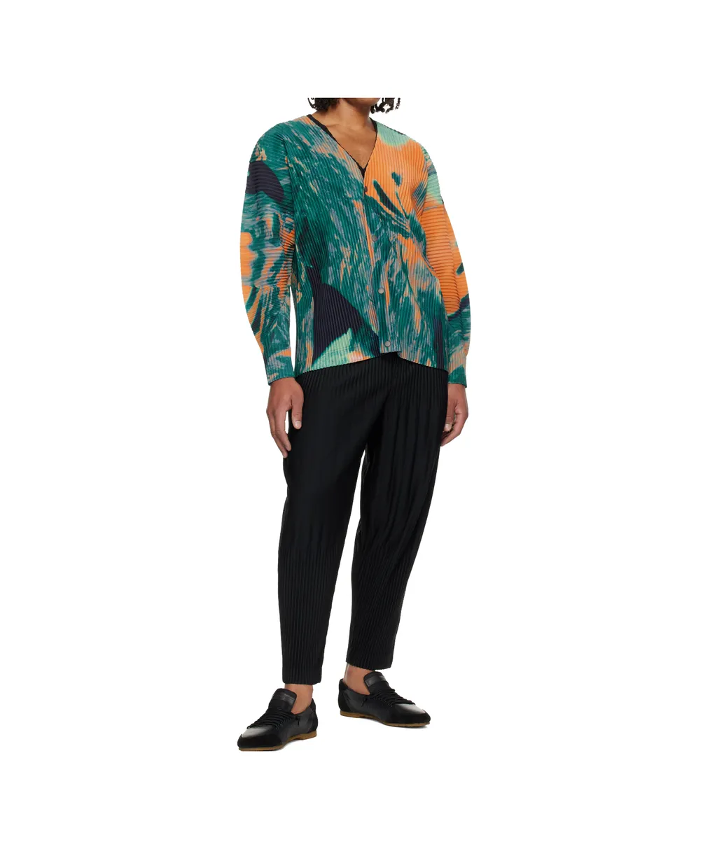 Pleated Polyester Knitted Cardigan