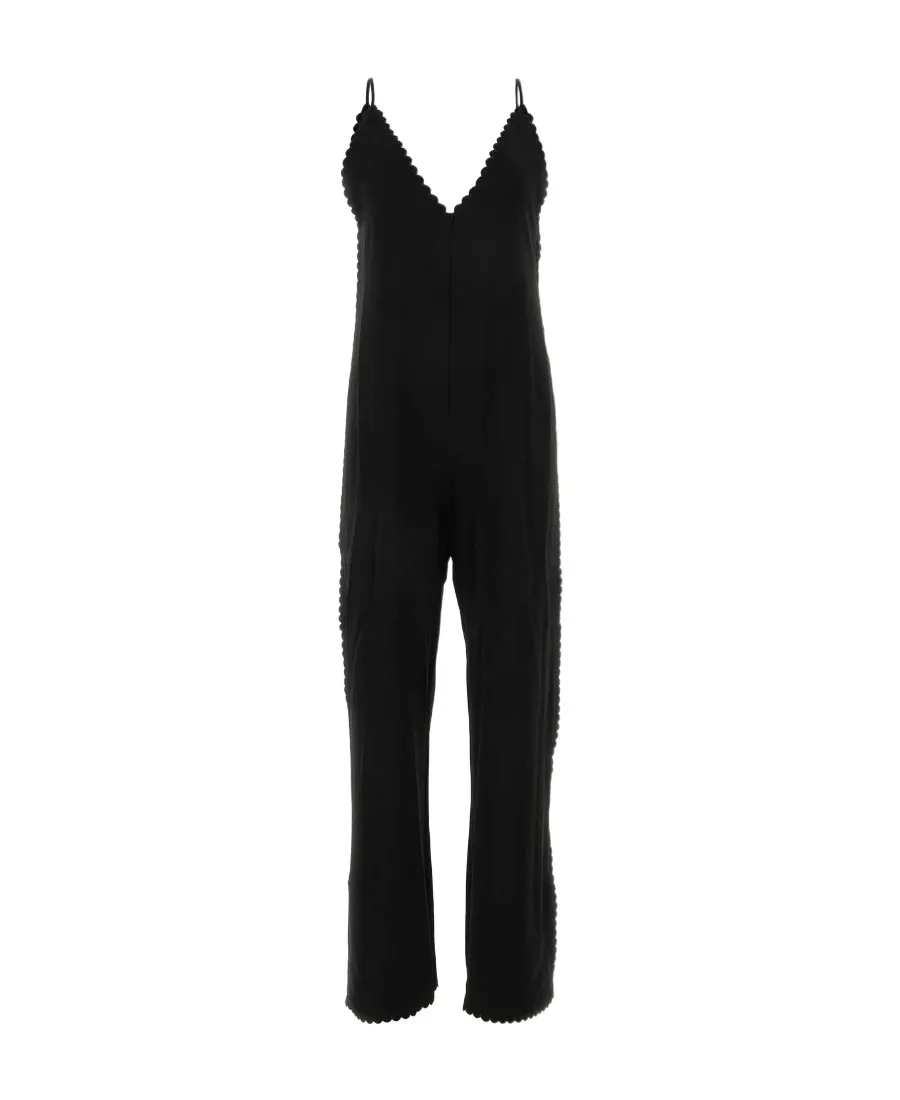 V-Neck Scallop-Edge Jumpsuit