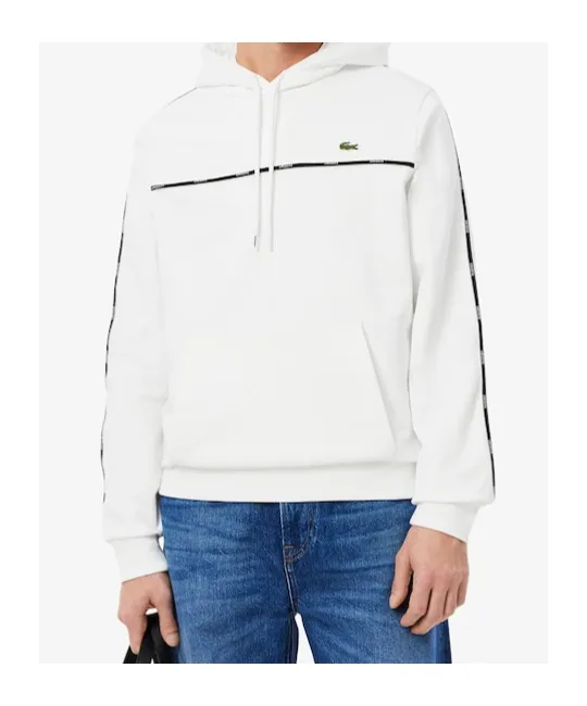 Tape-Trimmed Kangaroo-Pocket Hoodie