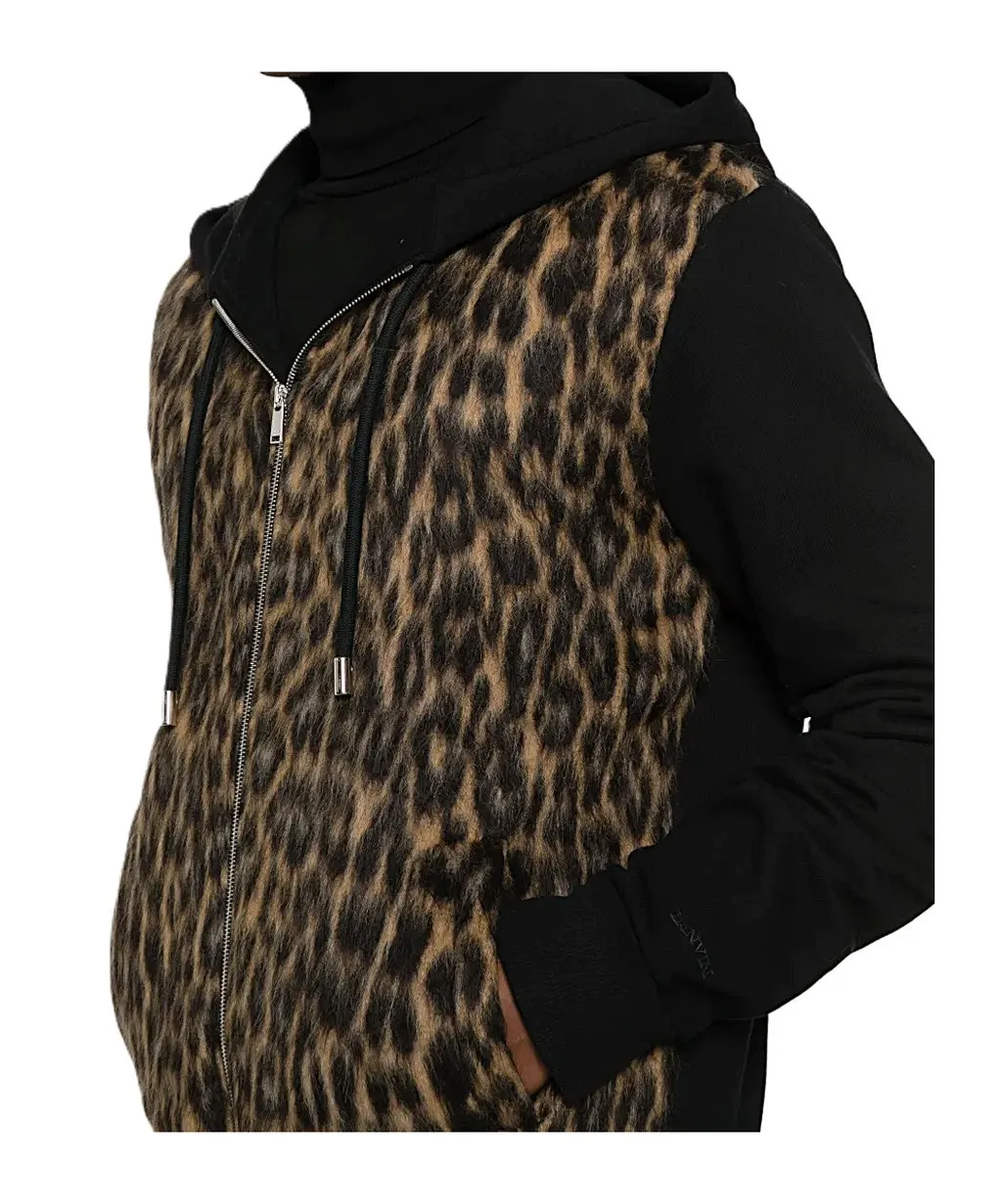 Zip-Up Hoodie With Leopard Print
