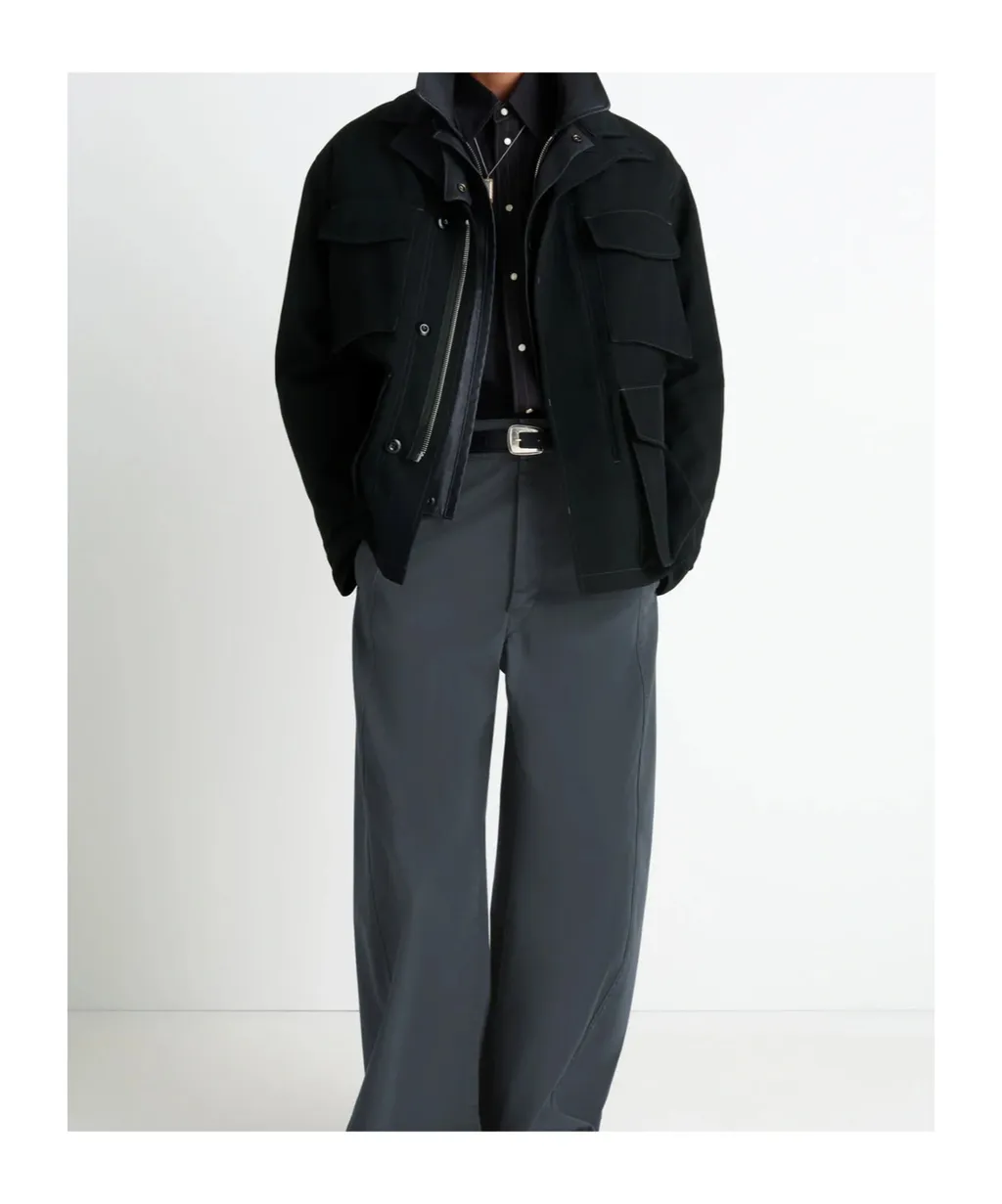 Long-Sleeved Buttoned-Cuff Pocket Overshirt