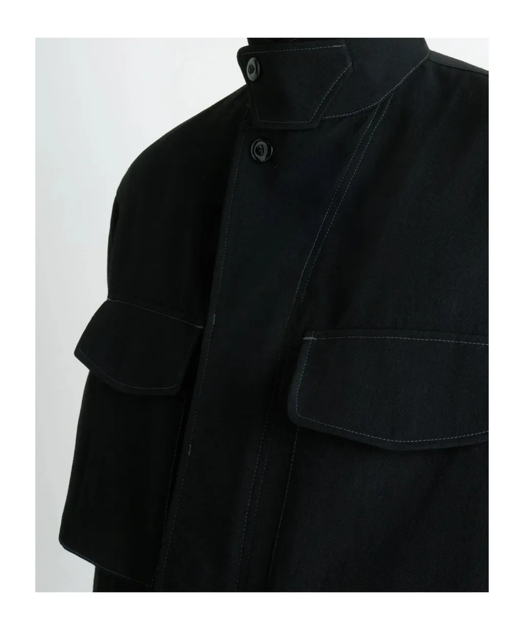Long-Sleeved Buttoned-Cuff Pocket Overshirt