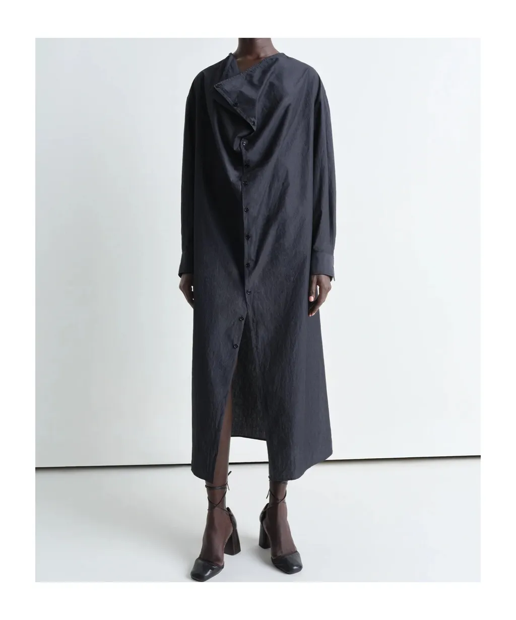 Soft-Collar Maxi Dress